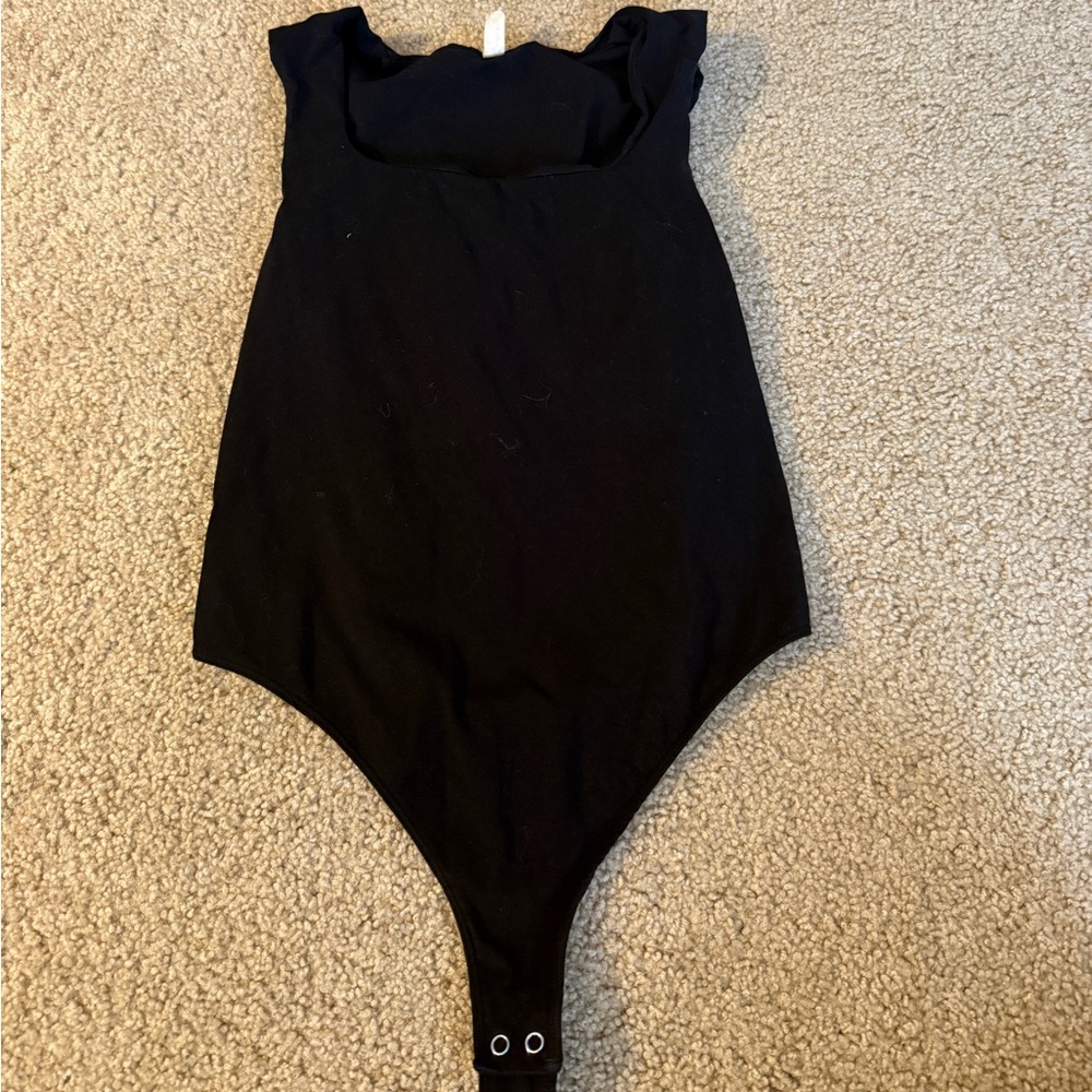 Free People Black Ribbed  Bodysuit
